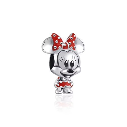 925 sidabrinis pakabukas su Minnie Mouse figūra ir raudonu kaspinėliu